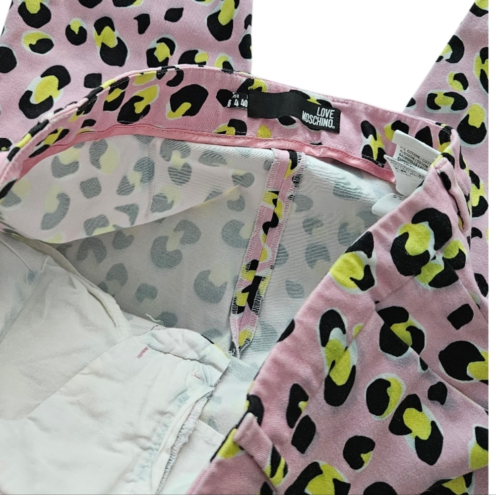 Love Moschino Pink Pants with Black and Yellow Leopard Print - Picture 5 of 10